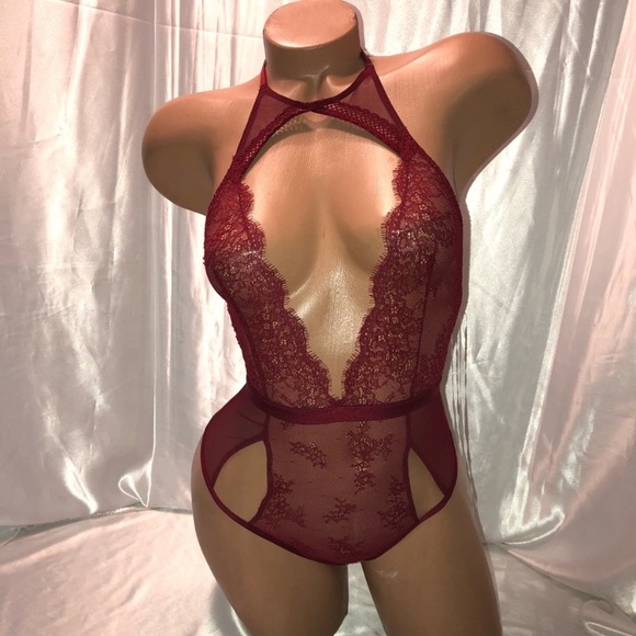 🪞 NEW VS high neck lingerie teddy bodysuit - ruby red in size XS by victorias